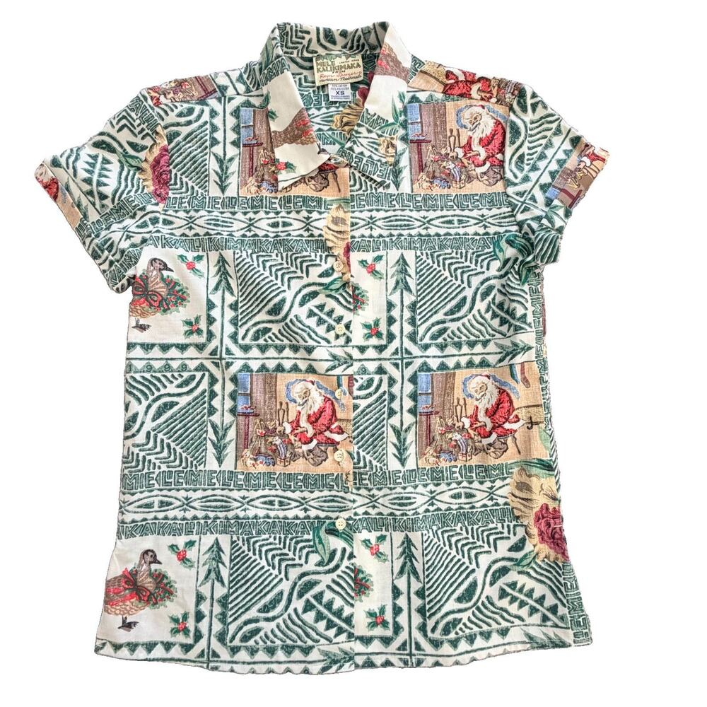 Reyn Spooner Mele Kalikimaka Limited Issue Santa Christmas Button Down Shirt XS